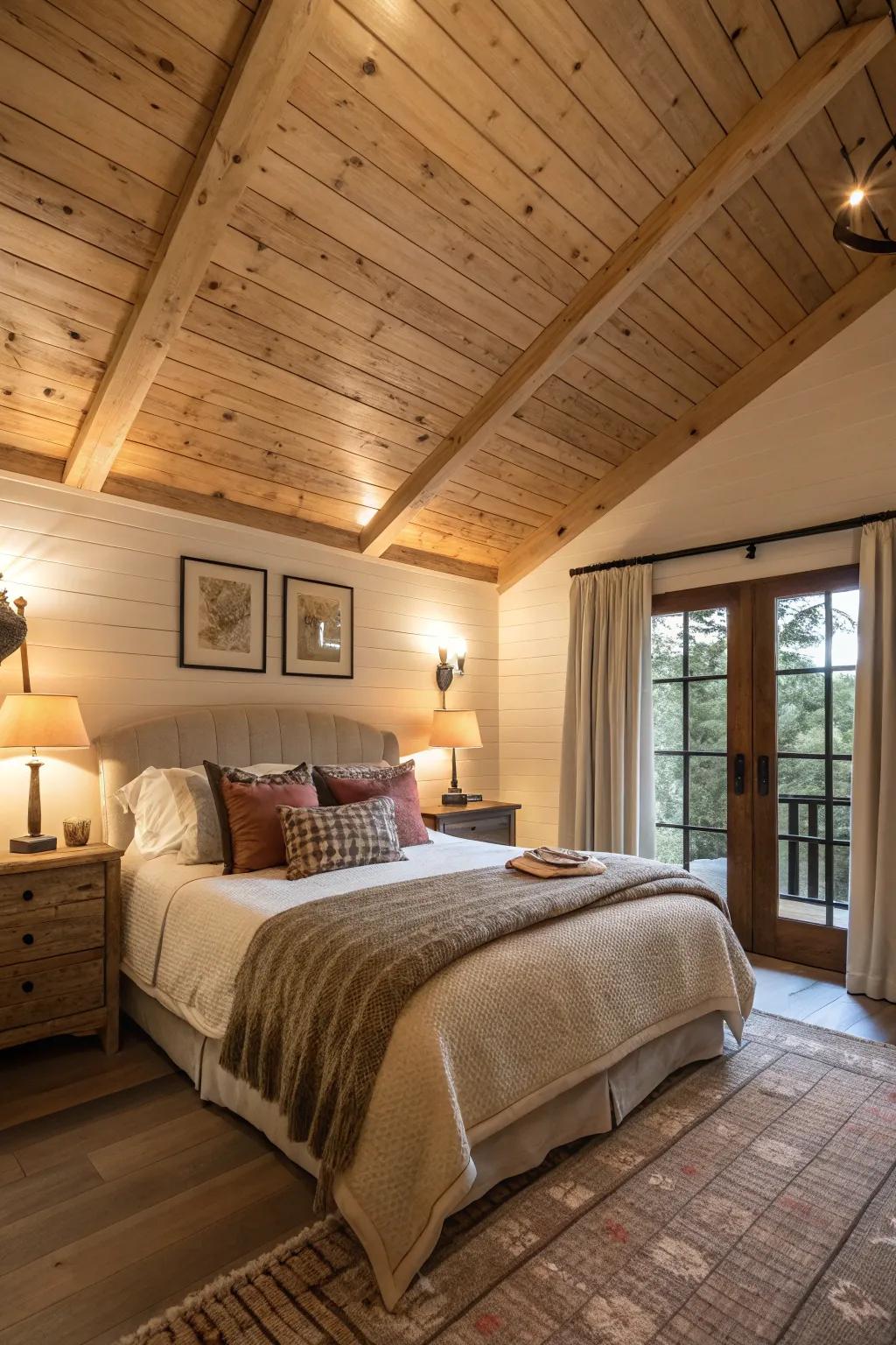 Bring warmth with tongue and groove wood ceilings.