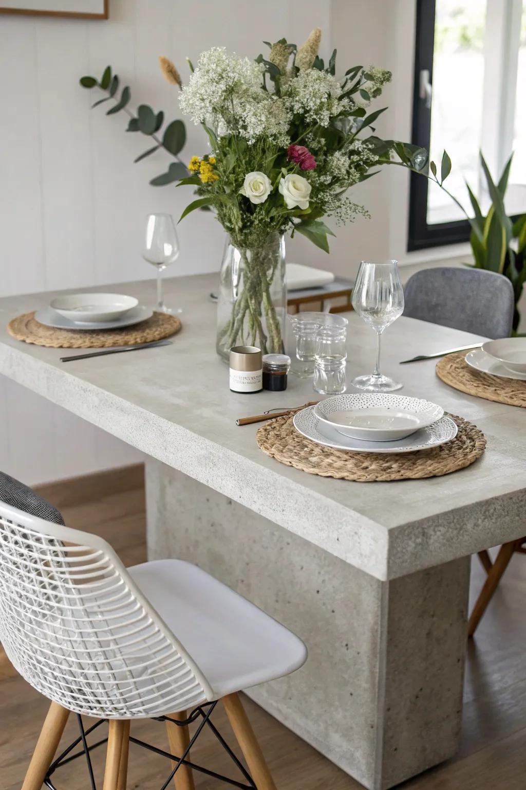 Contemporary and minimalist with a solid rock section centerpiece foundation.