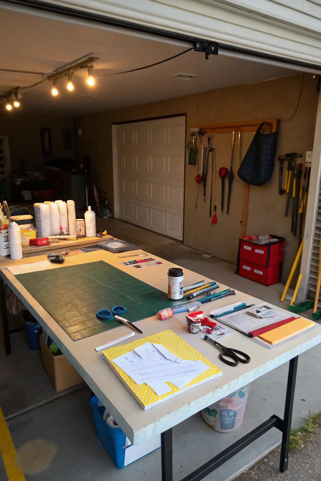 A crafting area encourages creativity in your hangout area.