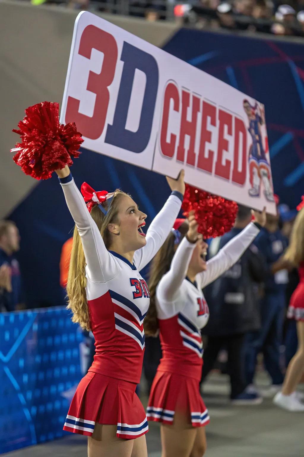 Three-dimensional details cause placards to stand out.