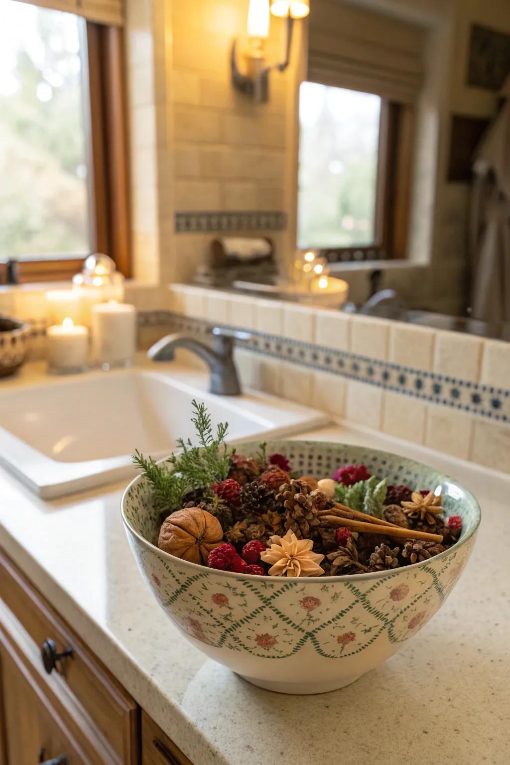 Seasonal potpourri introduces a delightful scent to your holiday decorations.