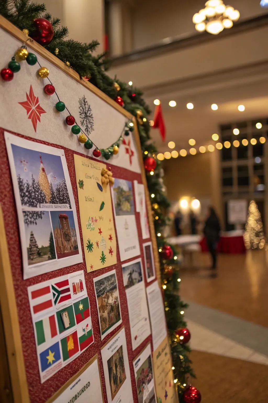 Examine global holiday traditions using a diverse display.