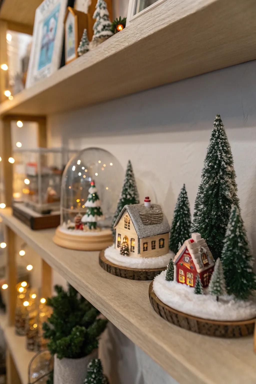 Miniature holiday scenarios enhance your decorations with charm and whimsy.
