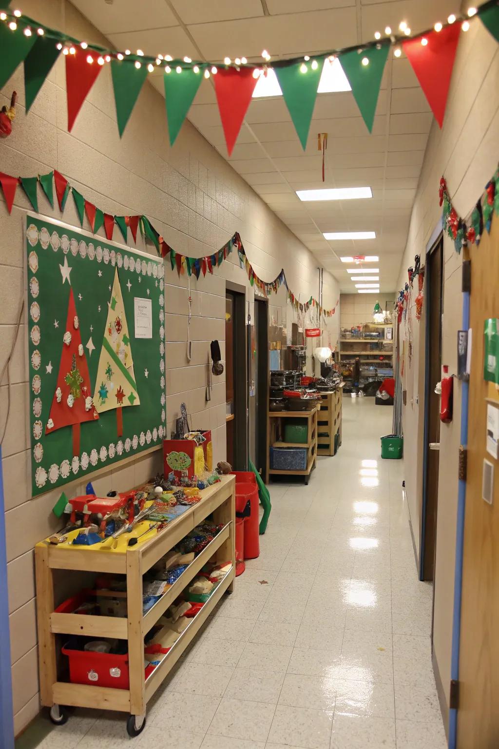 Uncover the bustling activity in the Pixie Assembly Center hallway.