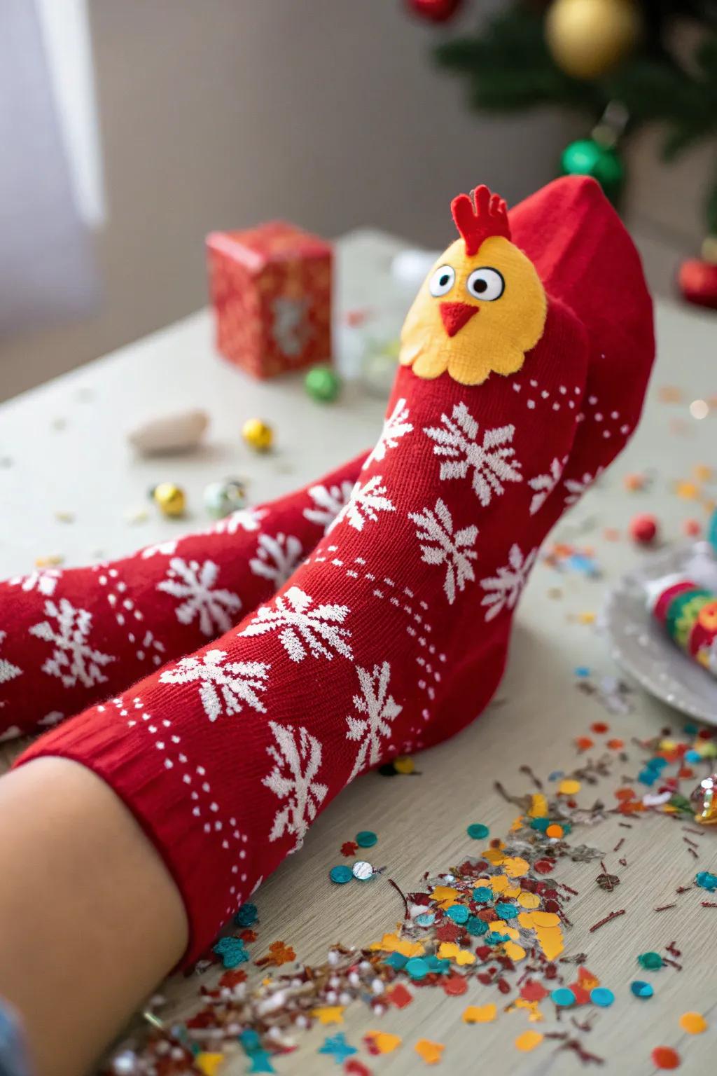 Novelty presents bring laughter to any sock swap.
