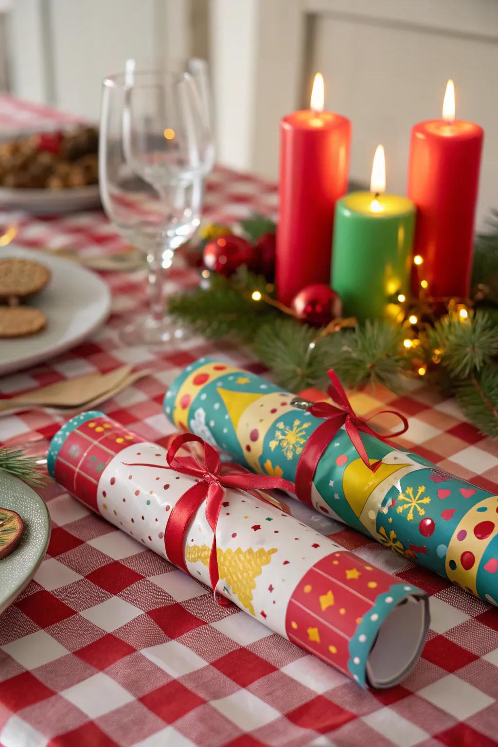 Exploding holiday favors introduce an element of surprise and amusement to your holiday table.