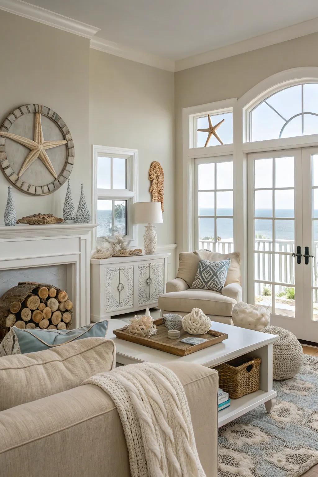 A subtle foundation allowing coastal decorations to stand out.
