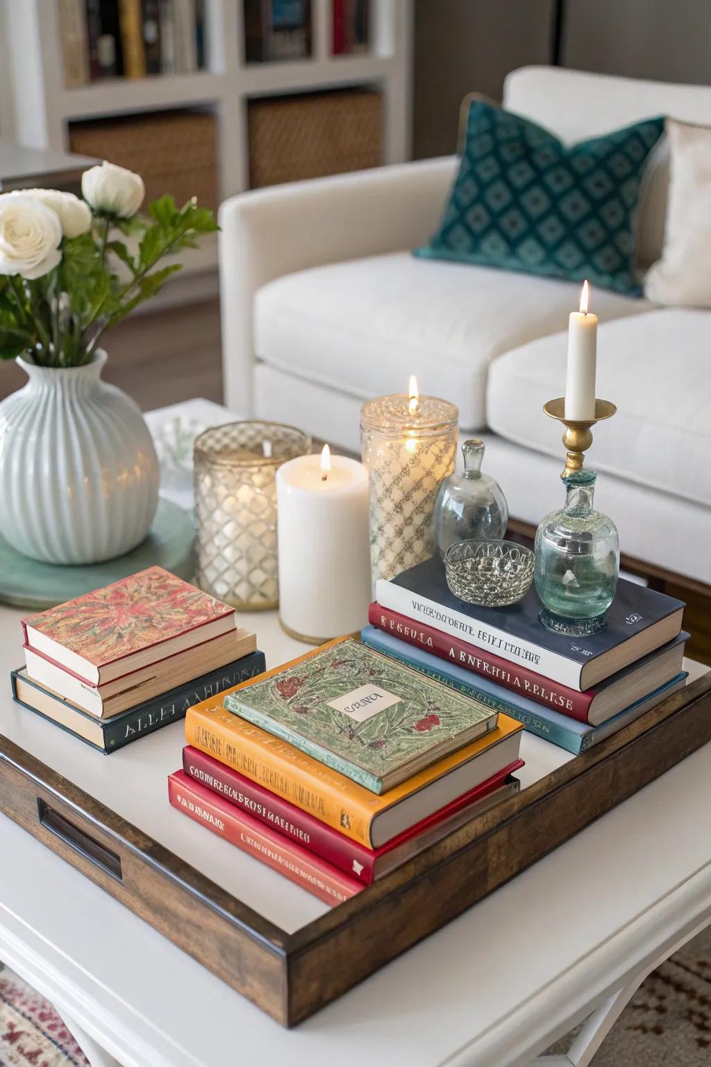 Symmetry provides a feeling of order and balance to your coffee table design.