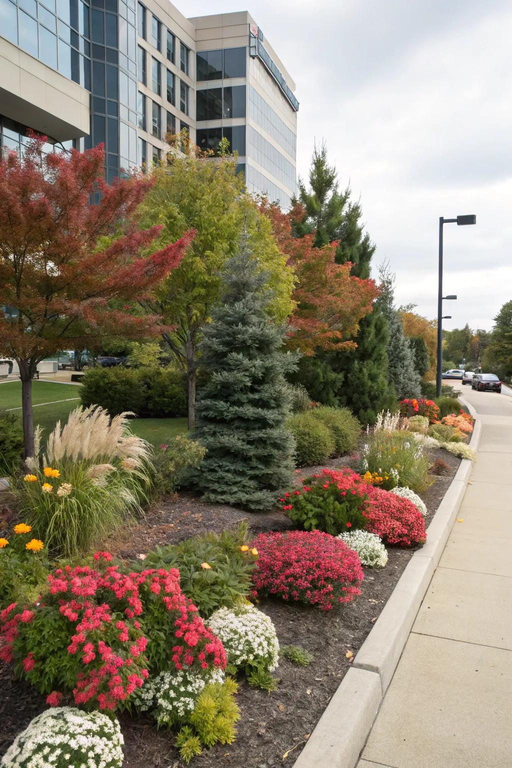 Seasonal planting ensures year-round appeal.