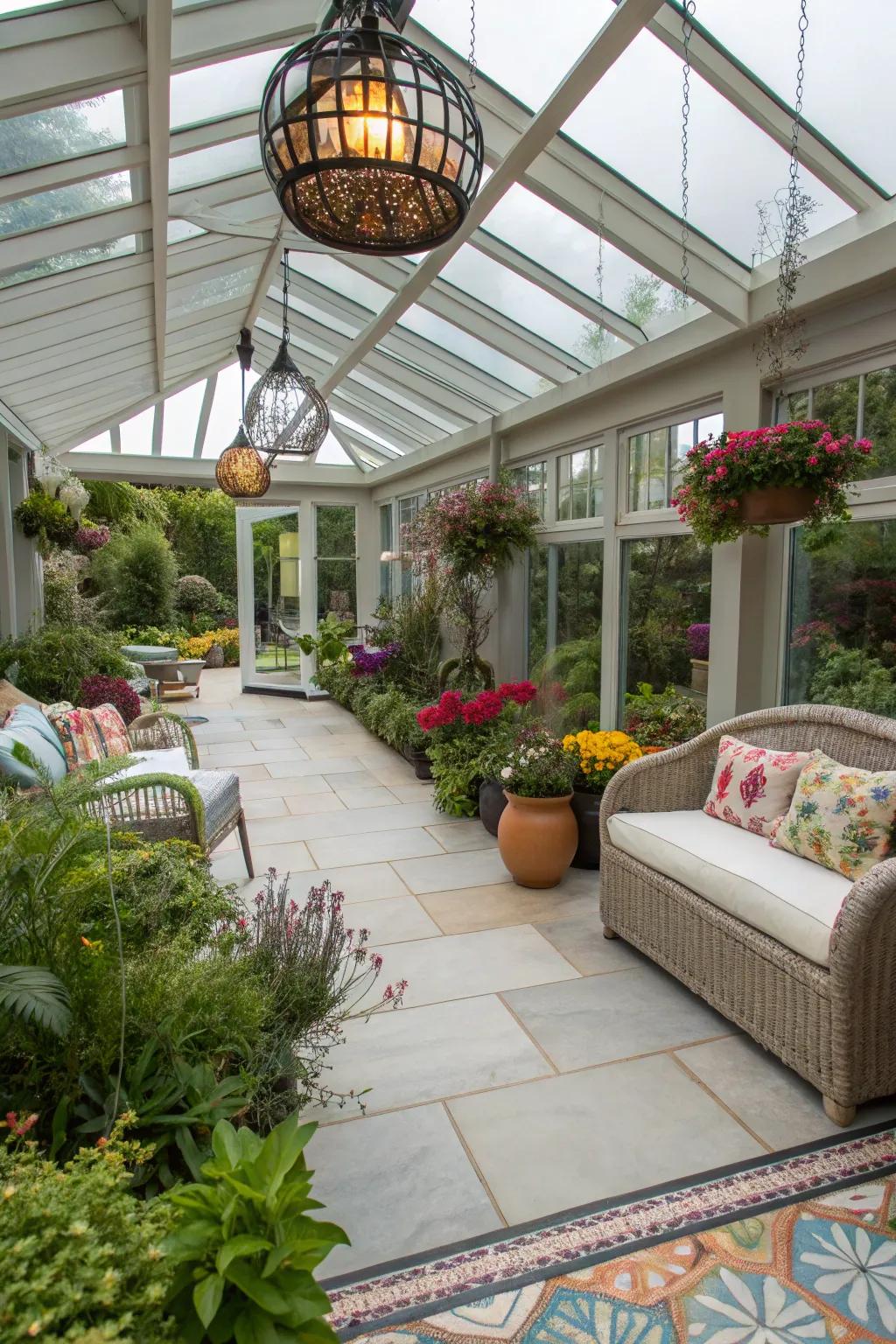 A customized sunroom exemplifying individual flair and taste.