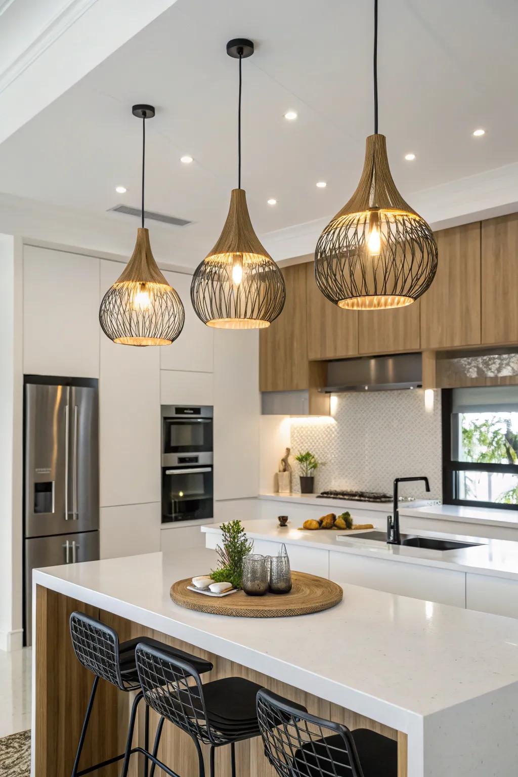 New lighting fixtures introduce both elegance and practicality.