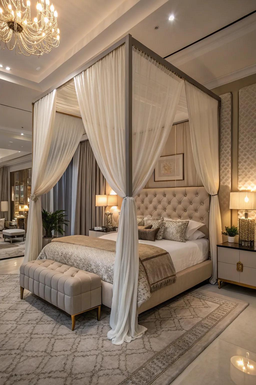Draped beds introduce a sense of elegance and luxury to your sleeping quarters.