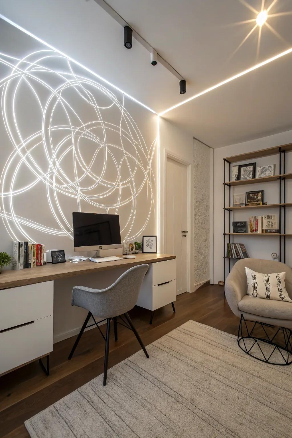 Inject a contemporary artistic element through abstract motifs.