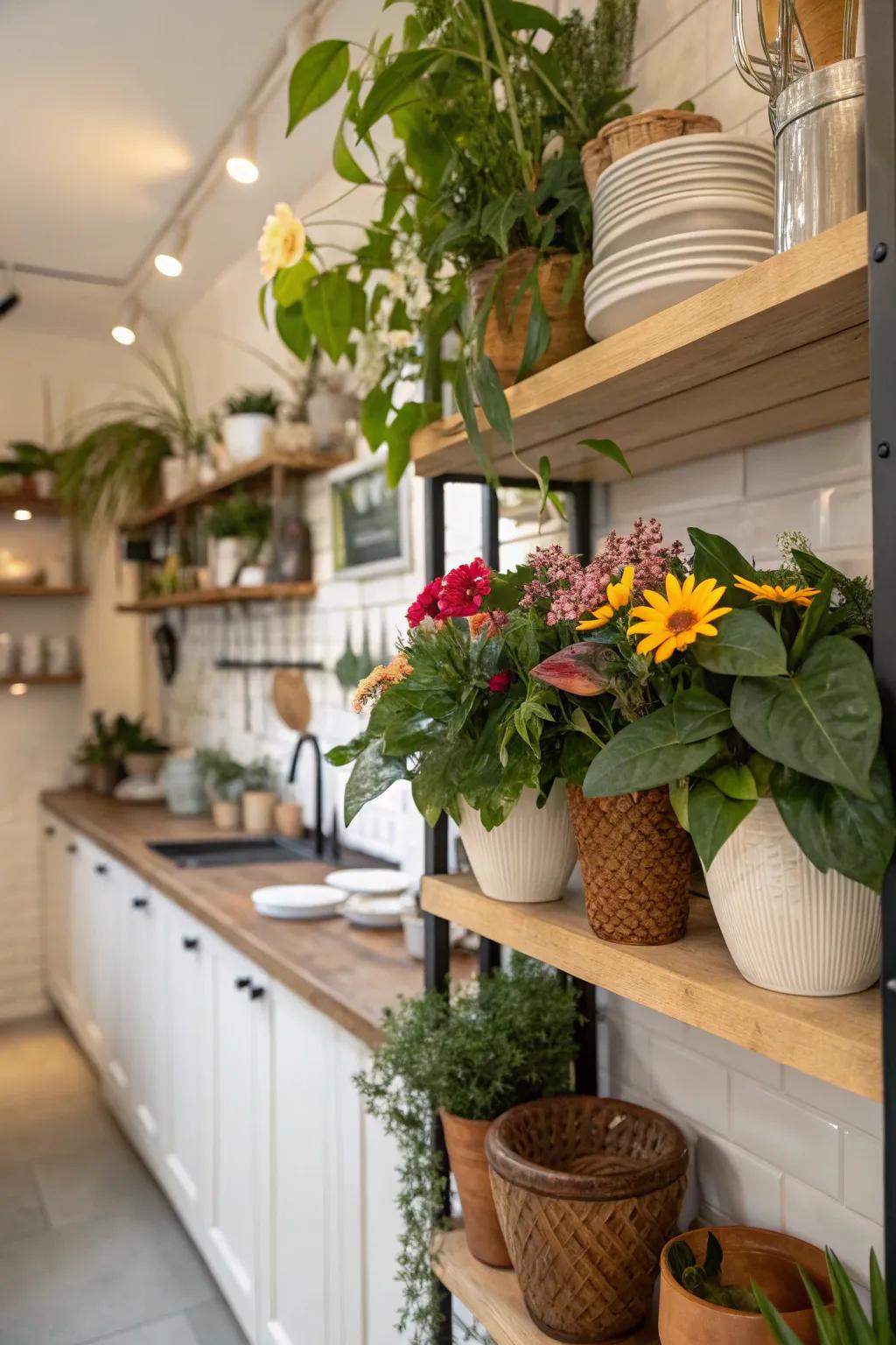 Organic compositions on surfaces saturate the kitchen with vibrancy.