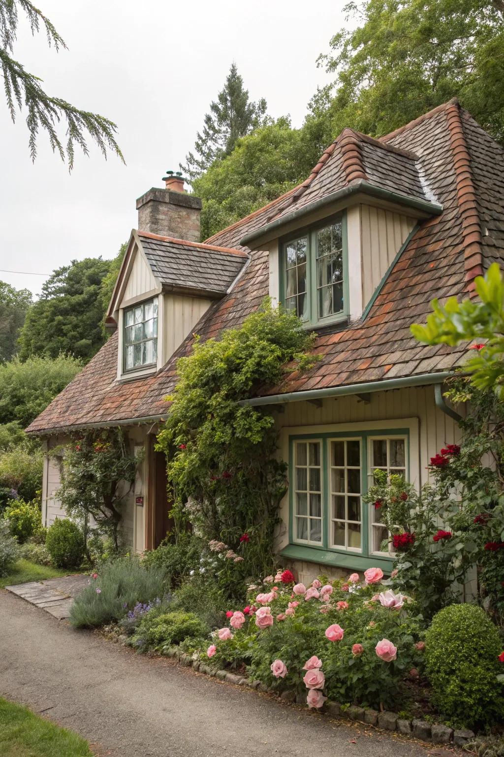 Attic panes append allure and illumination to a cottage facade.