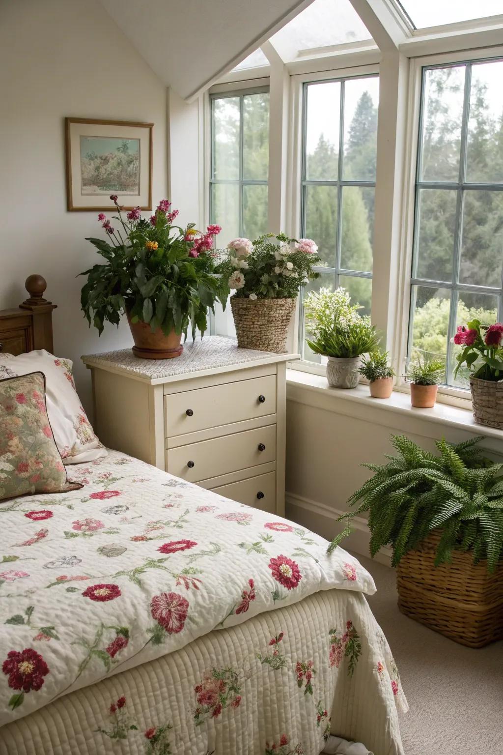 Greenery integrates life and vibrancy to the space.