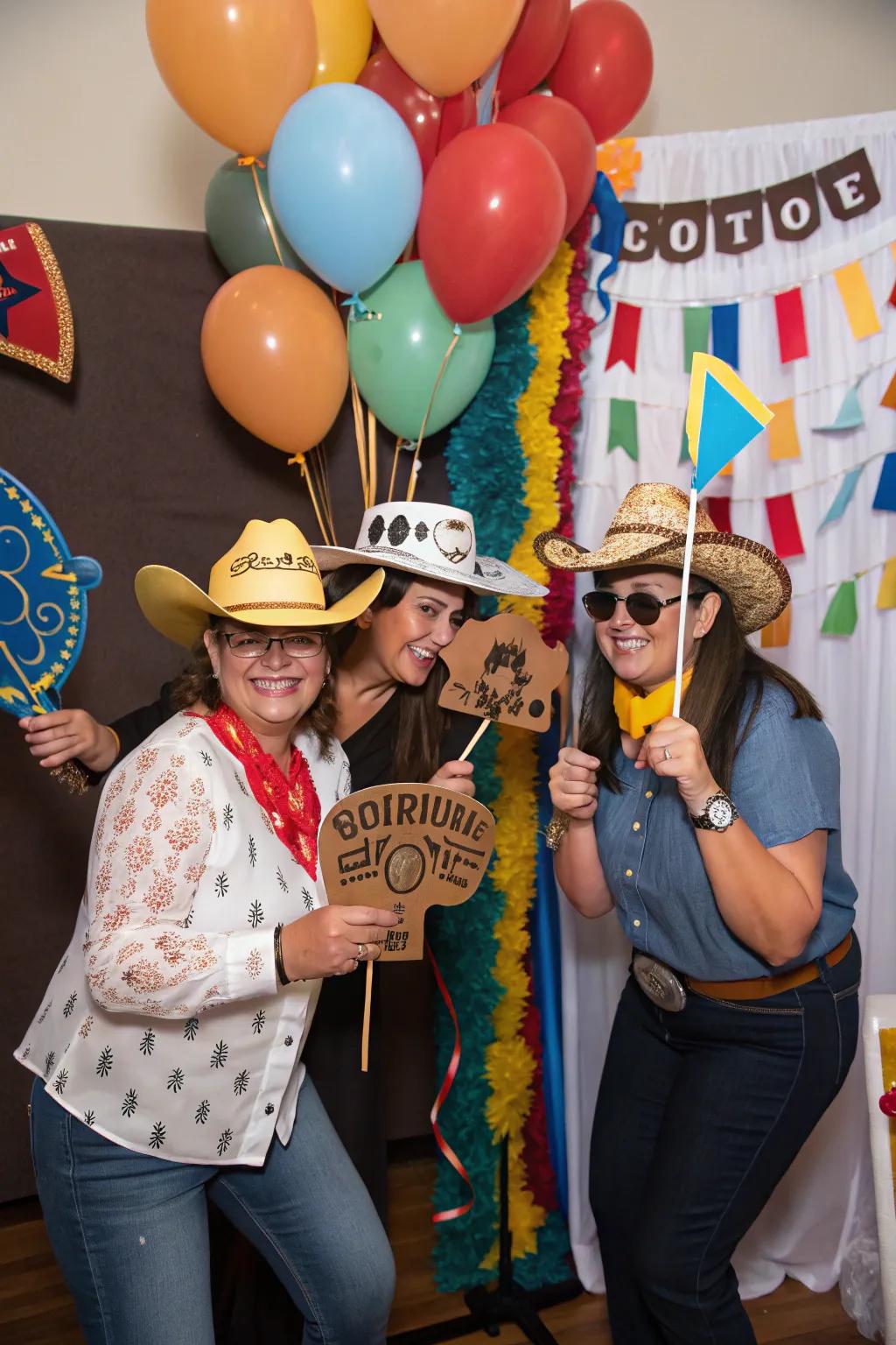 Capture the amusement with a snapshot booth filled with Western additions.