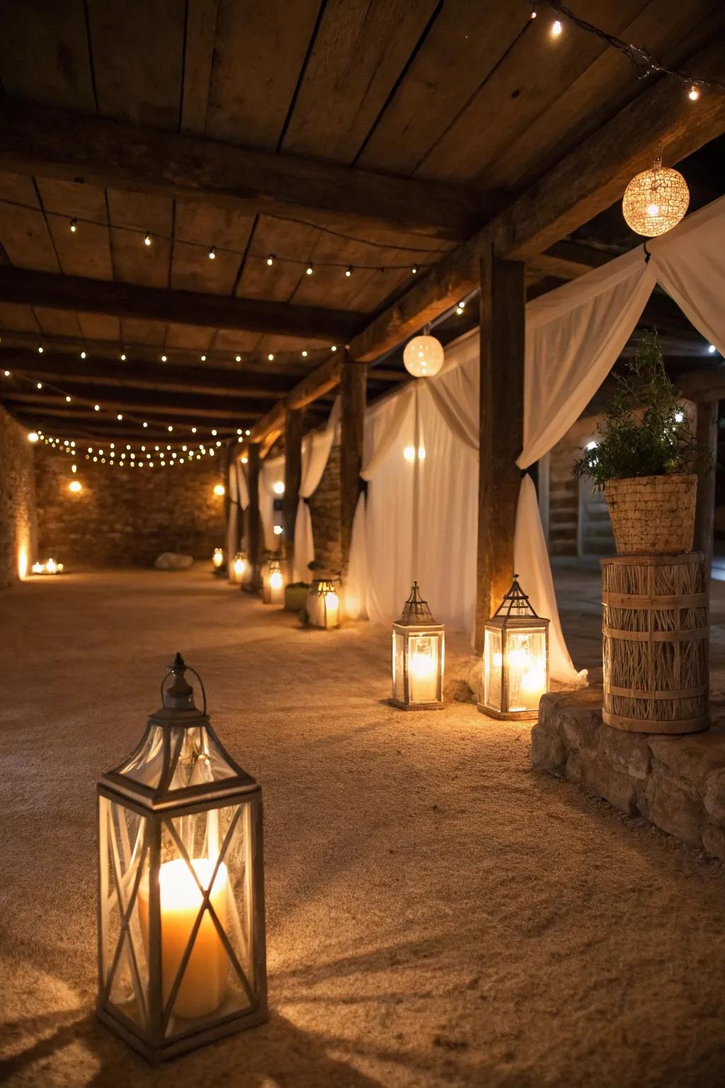 Add elegance with surrounding lantern lighting.