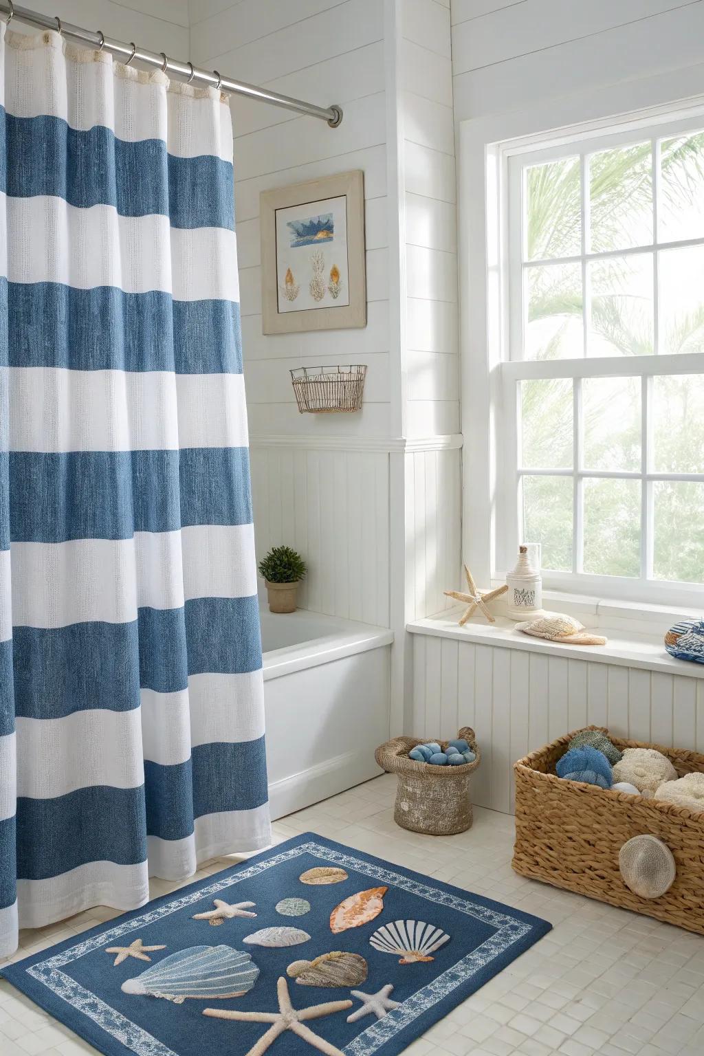 Water-inspired prints contribute shoreline attraction.