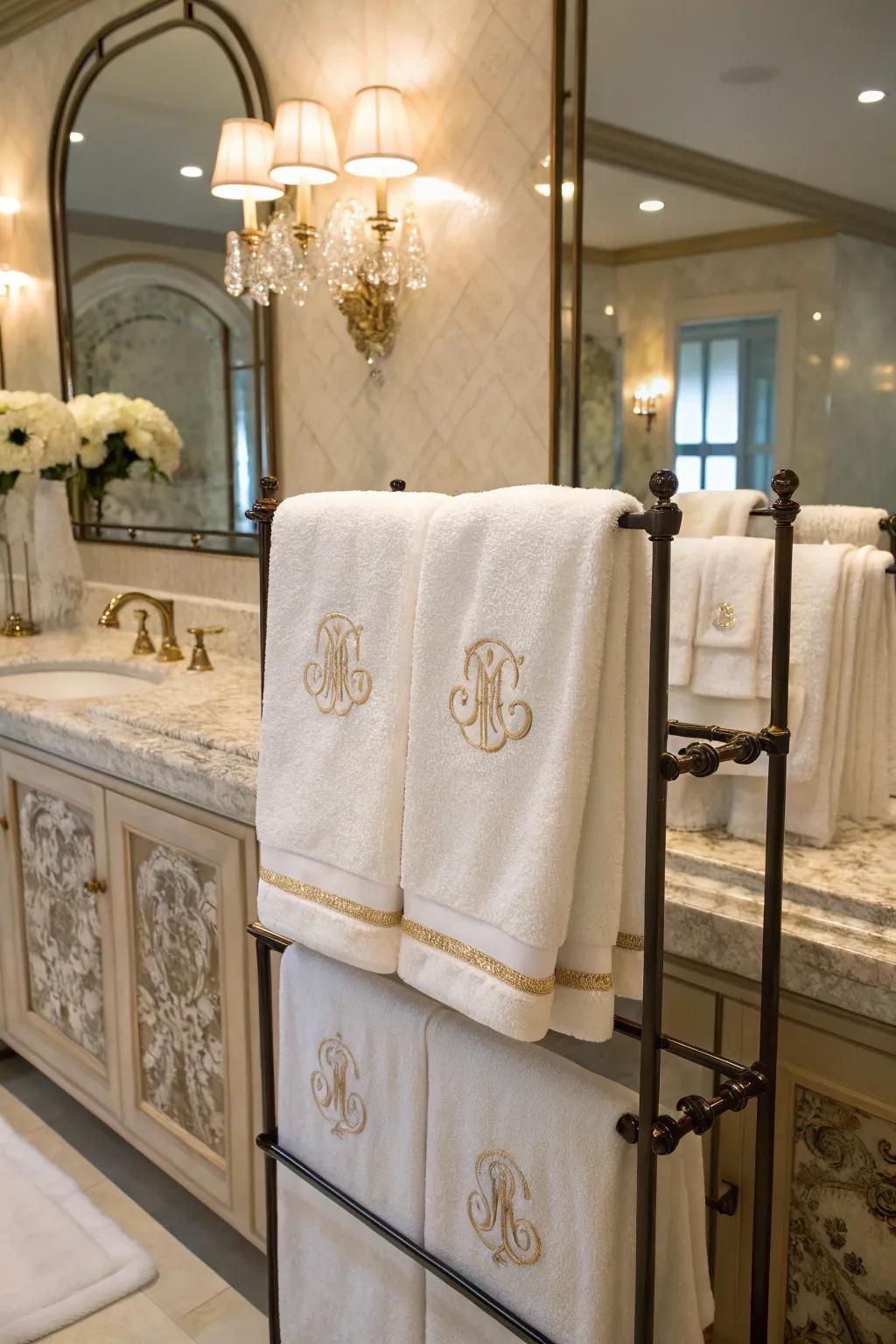 Monogrammed towels for a dash of elegance.