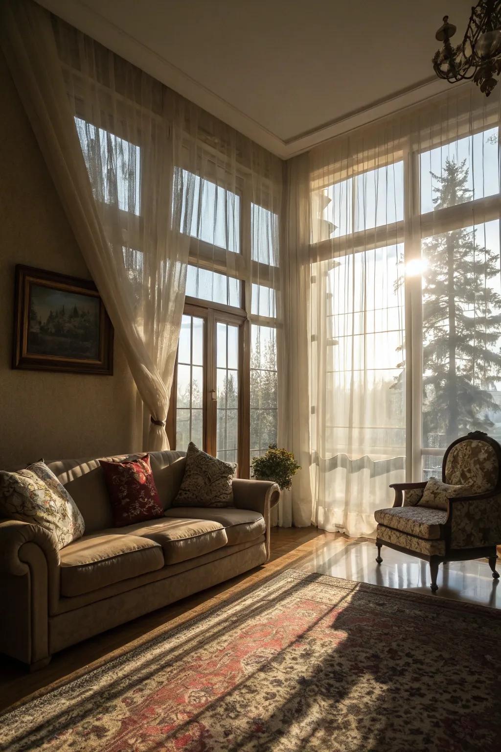 Brightness and openness of your living room enhanced by sunlight.