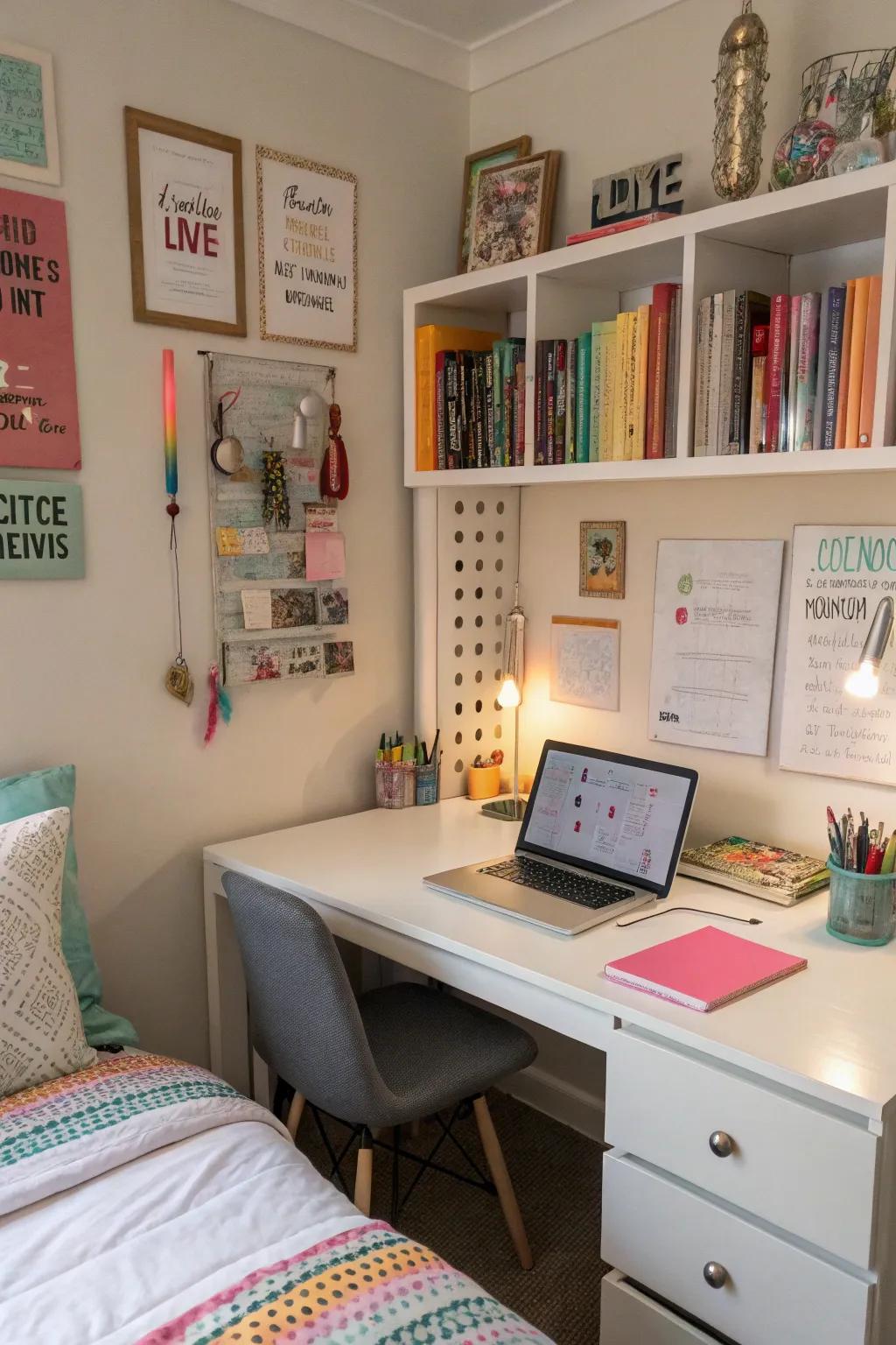 An inspiring study zone in a teen room for studying.
