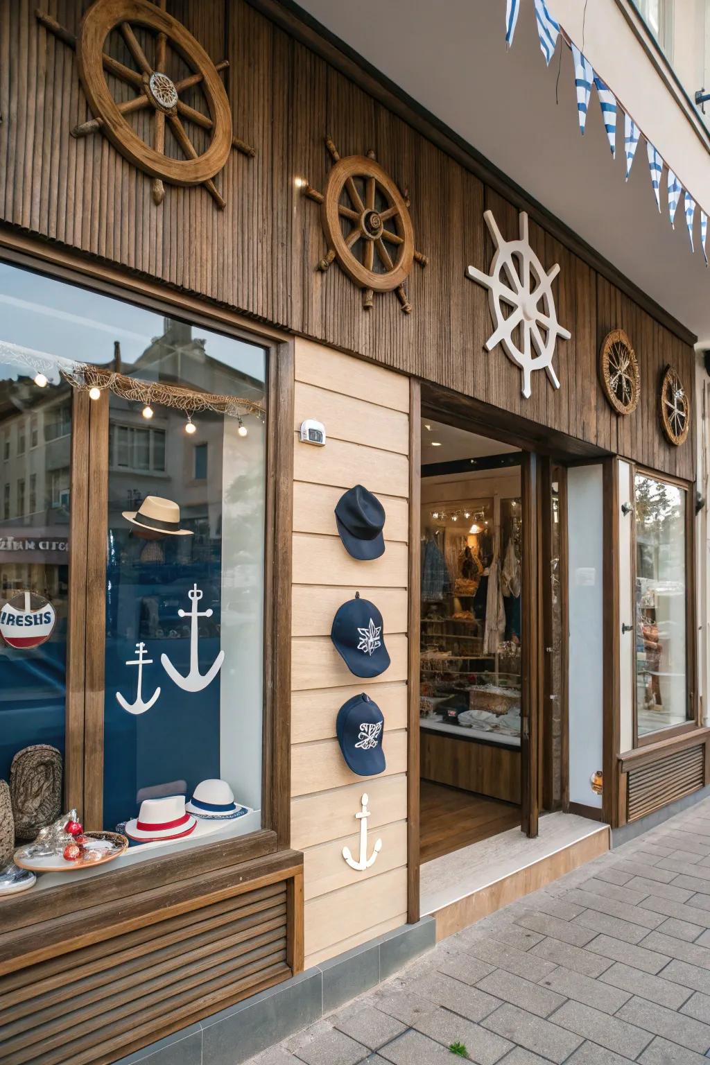 A shopfront utilizing nautical-themed decor to tell a captivating brand story.