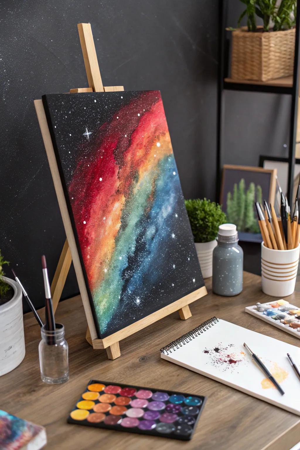 Dream with an abstract painting of the galaxy