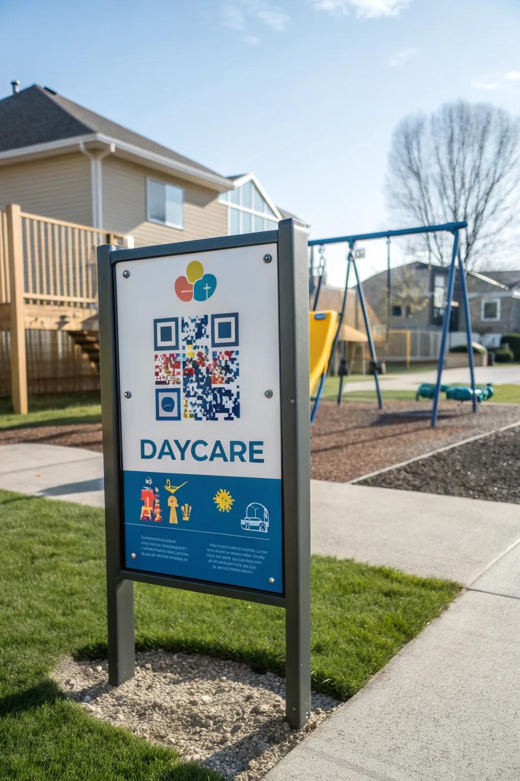 Interactive QR codes on the daycare display provide easy access to additional information.