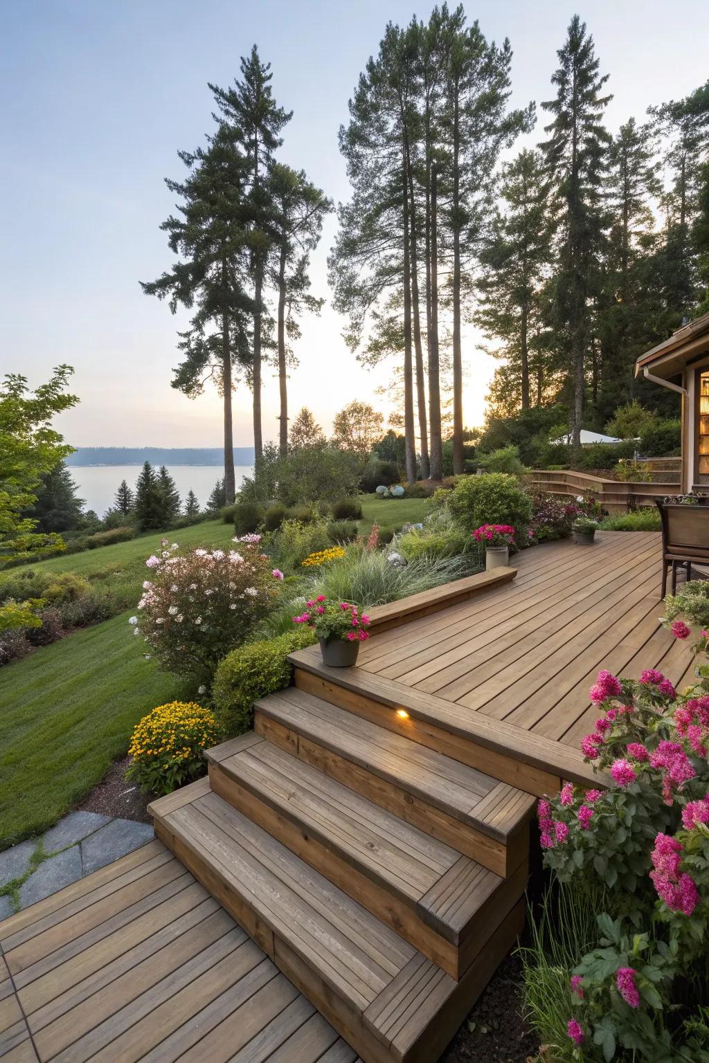 Continuous steps create seamless garden access