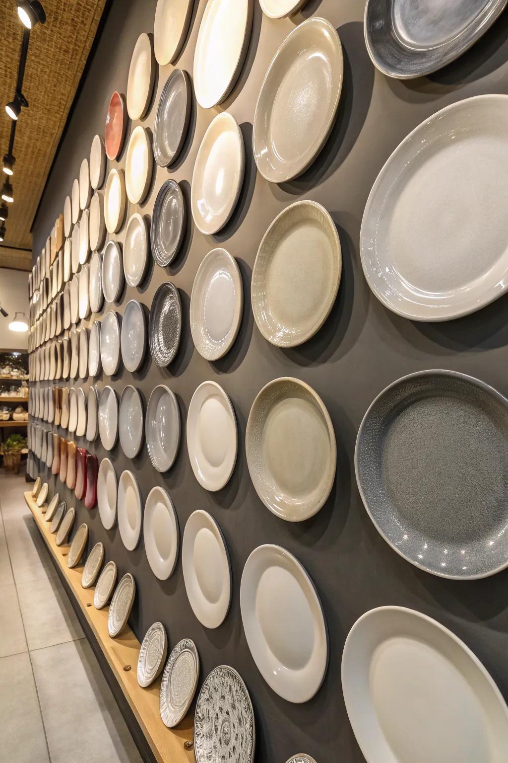 Monochrome dishes create a bold and sophisticated statement.