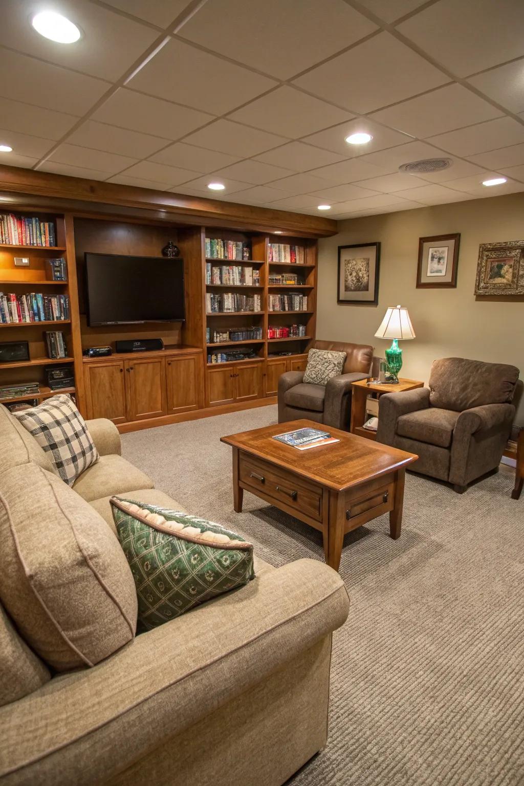 A den optimized for practicality and ease.