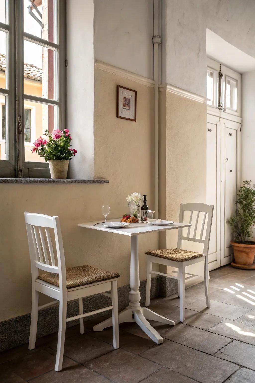 A simple layout provides a clean and modern dining space.