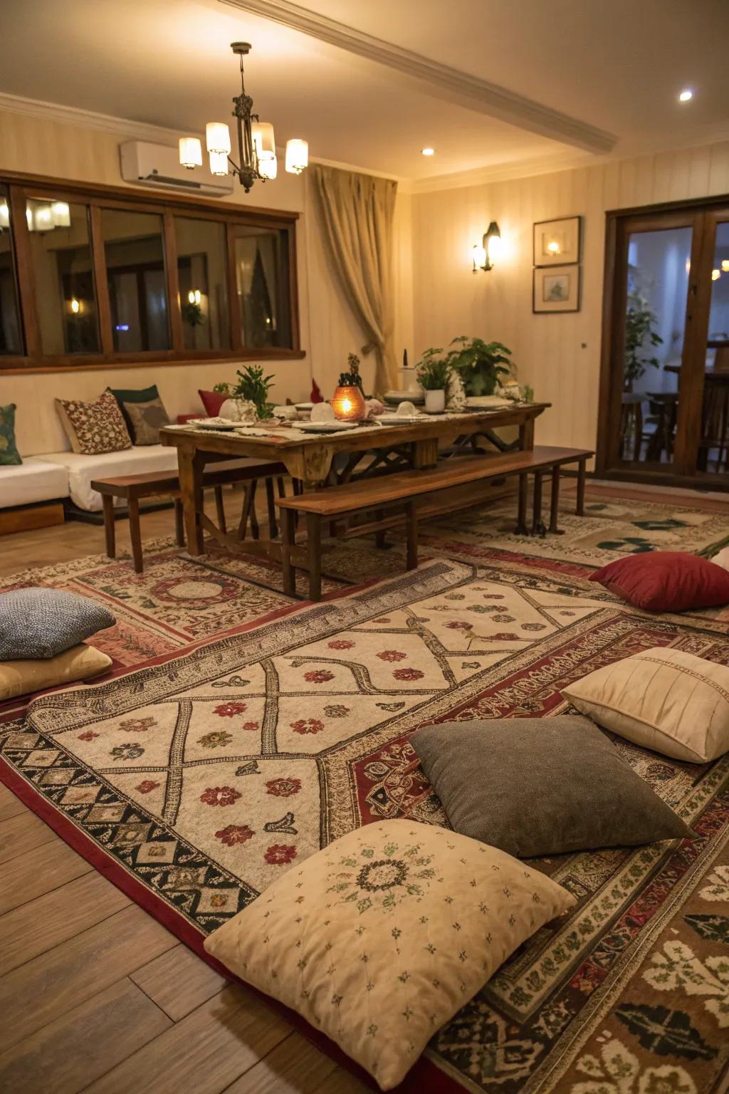 Enhance your dining room using patterns and textiles.