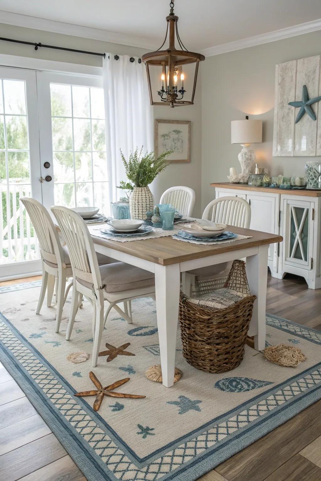 Bring ocean side tranquility with a coastal rug.