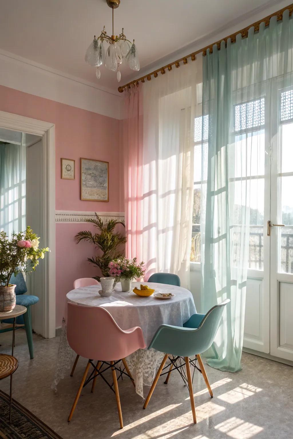 With chic sheer curtains, you can soften the light.