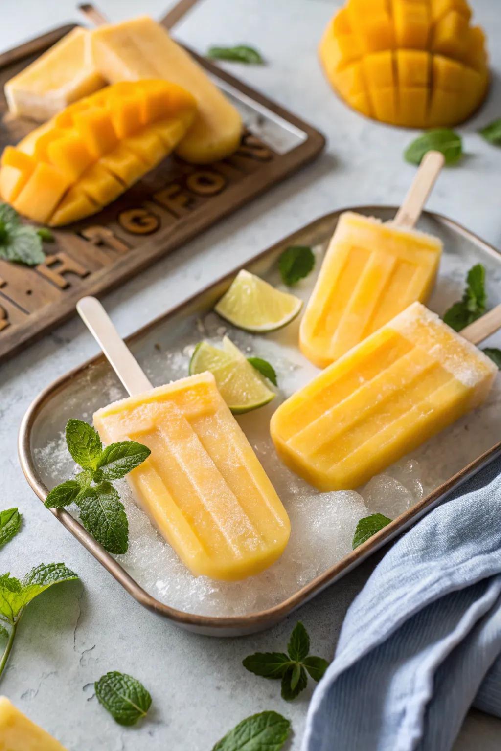 Refreshing mango lassi popsicles are an ideal end to spicy food.