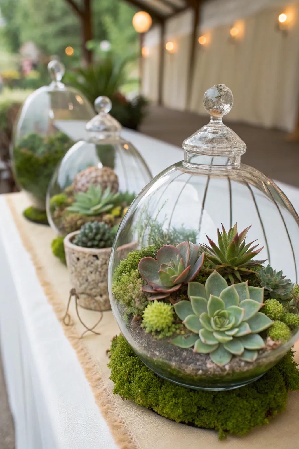 Enchanting glass garden centerpieces for a mini garden impact.