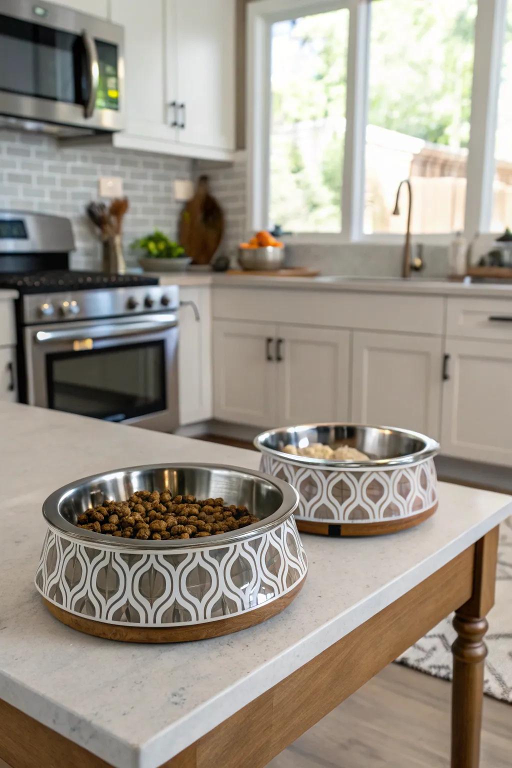 Enhance your kitchen with fashionable pet dishes.