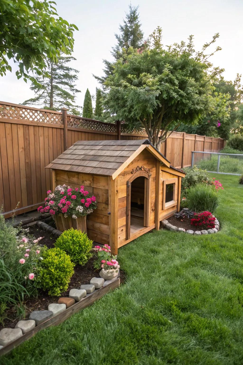 A comfortable and budget-friendly dog house made from recovered wood.