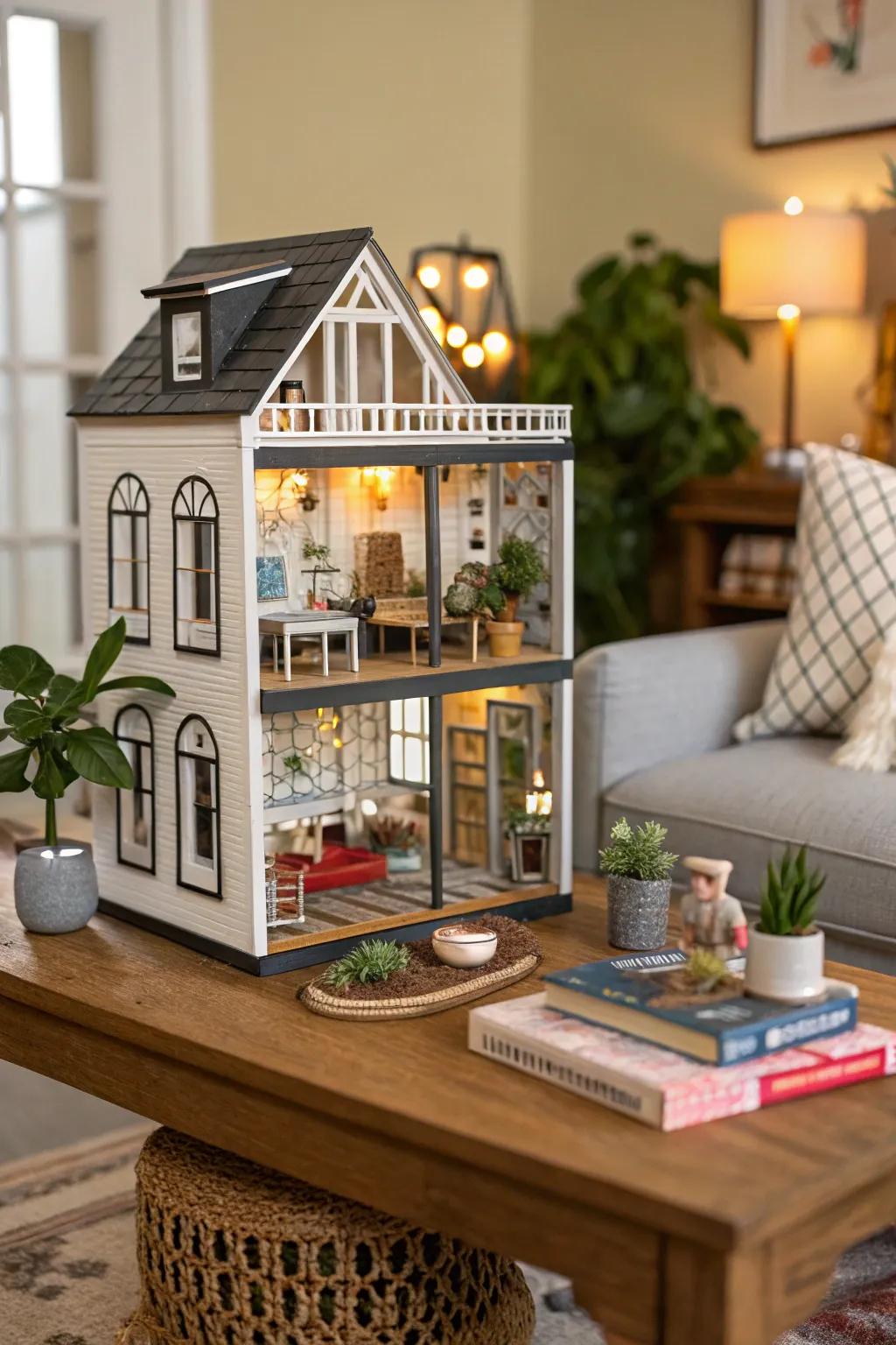 Mix-and-match styles bring uniqueness to dollhouse displays.