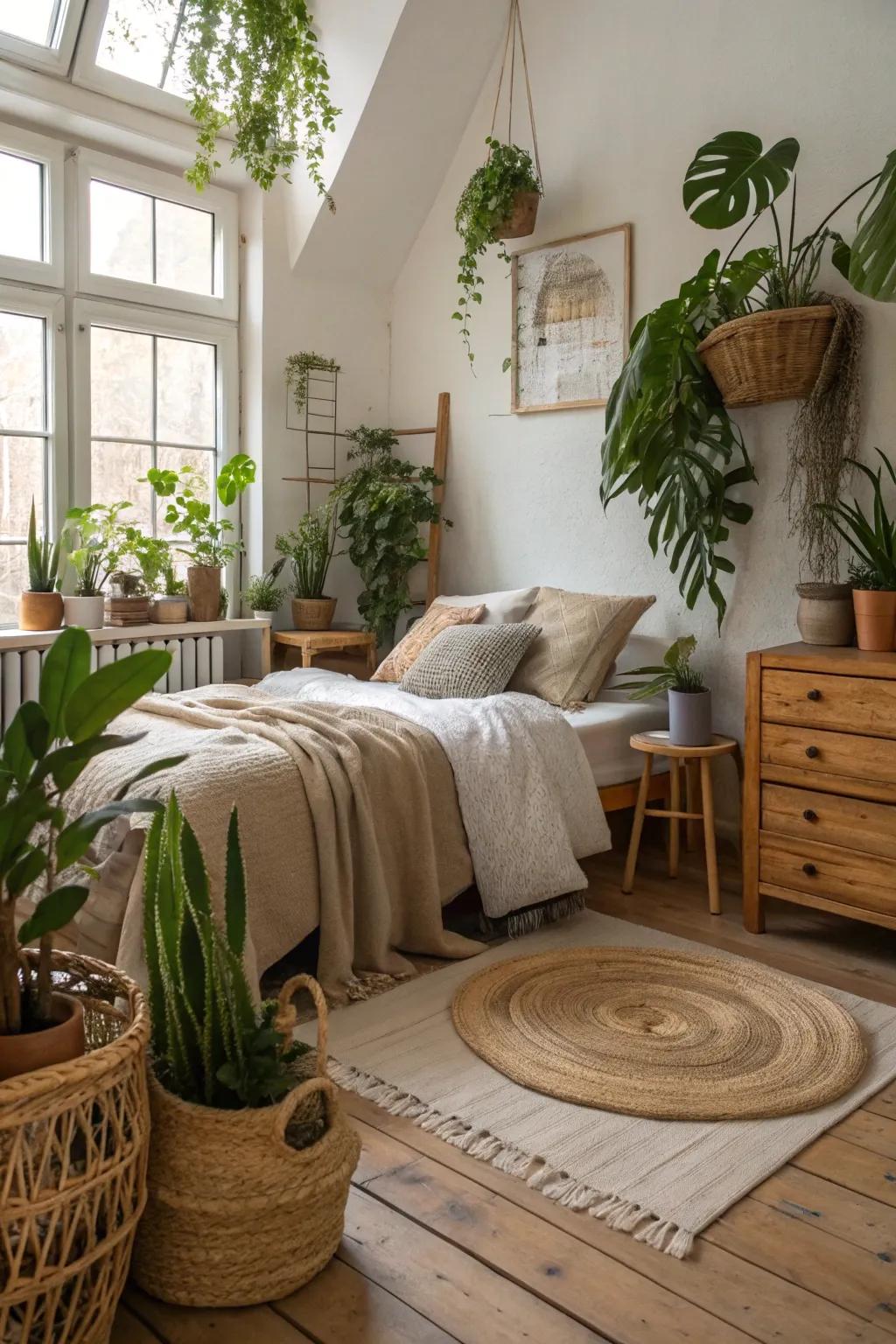 Nature infuses vitality and freshness into your bedroom.