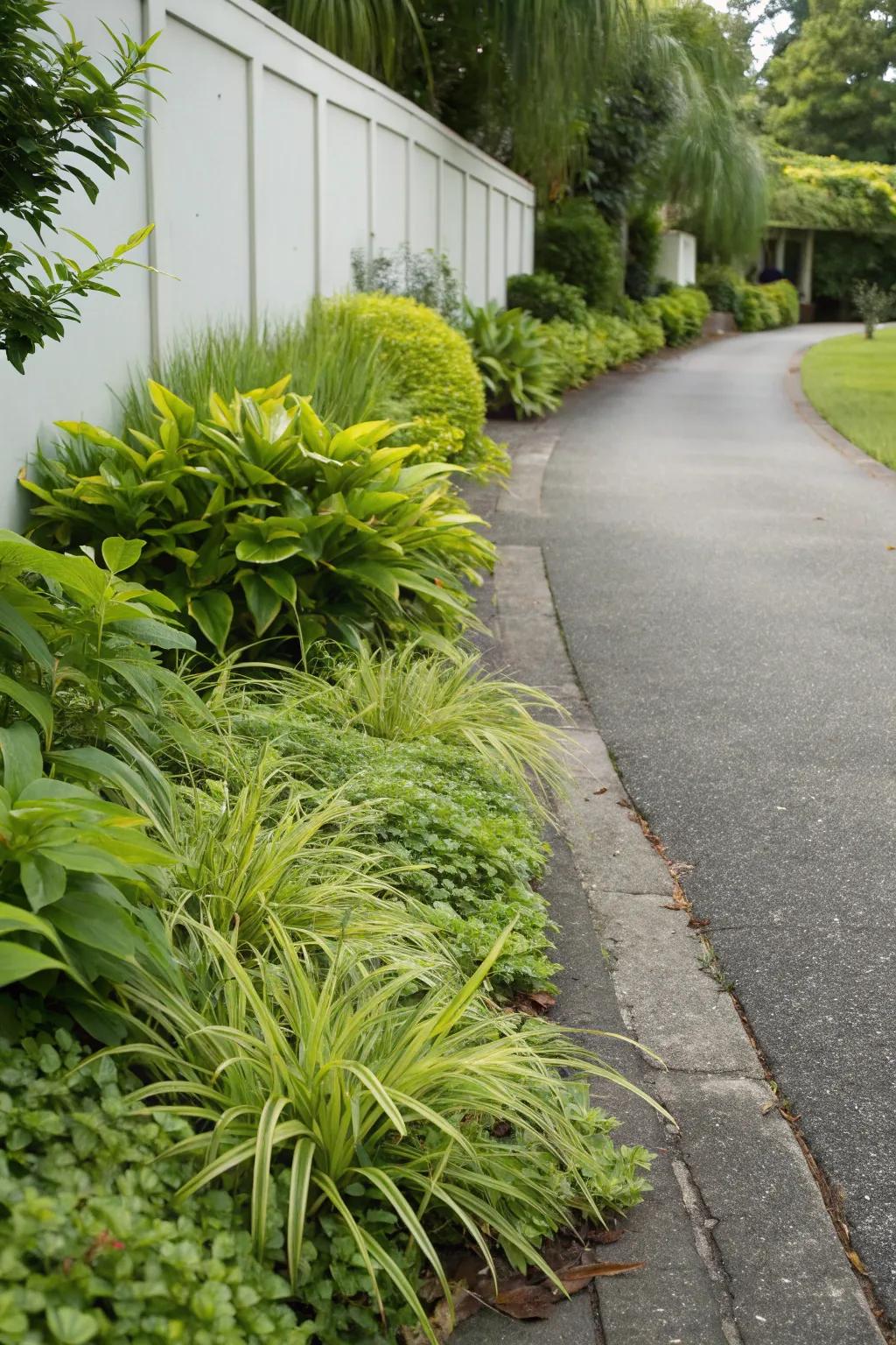 Easy-care flora ensures your driveway remains captivating with minimal upkeep.