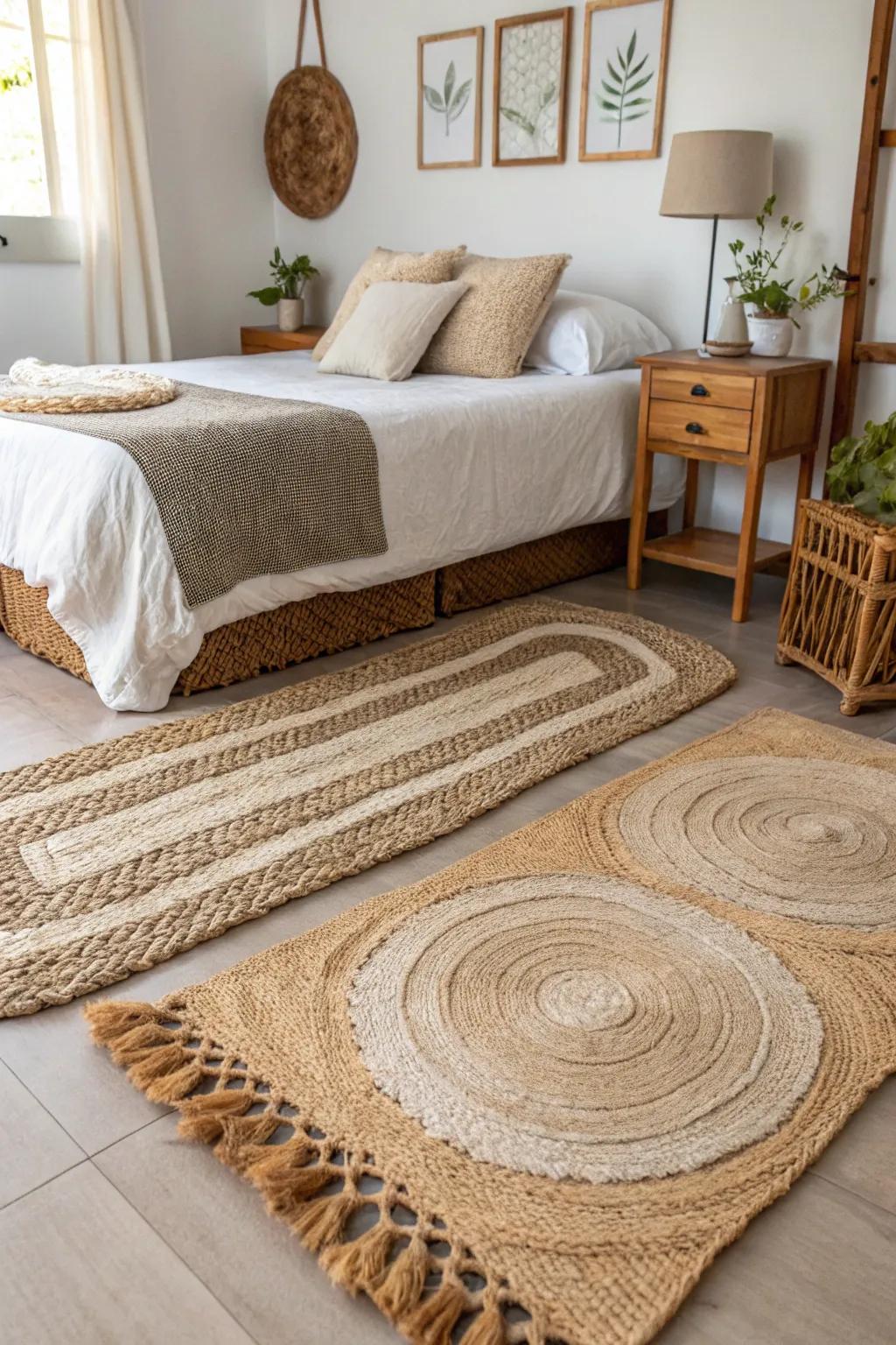 Innate fiber floor coverings infuse grounding surface.