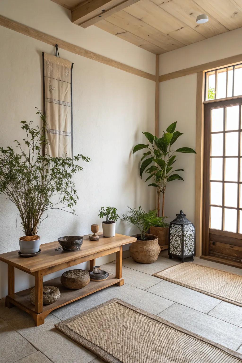 A minimalistic interior showcasing natural elements.