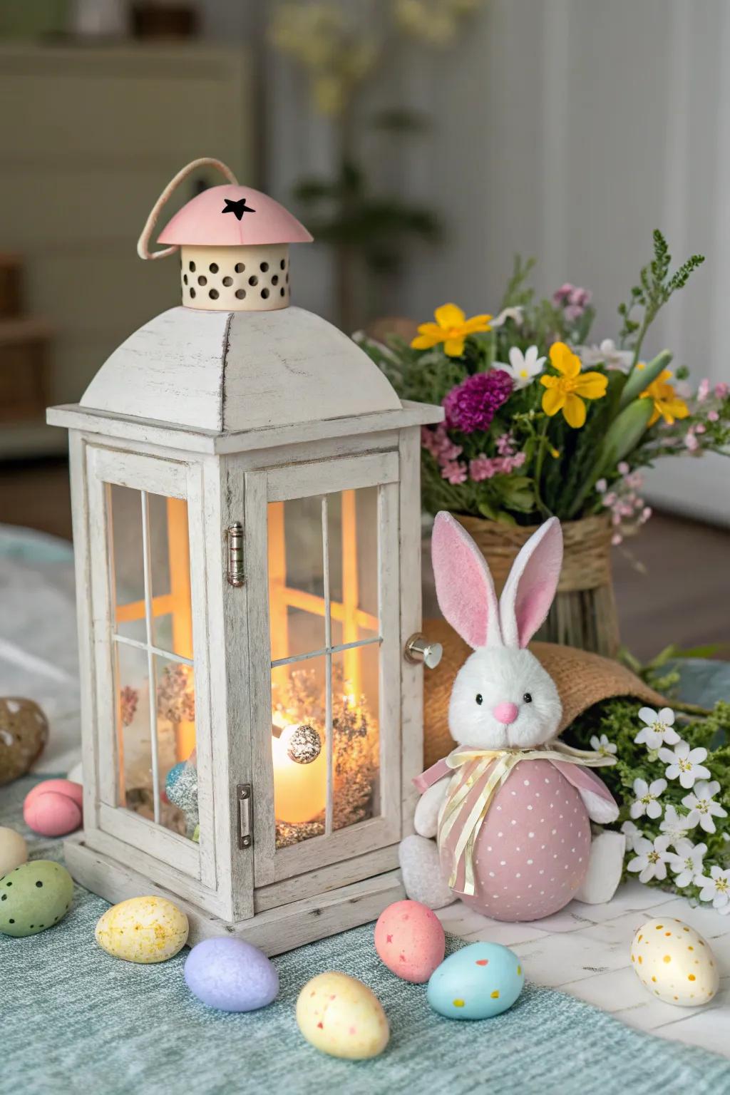 A peeking rabbit adds a playful surprise to any orb.