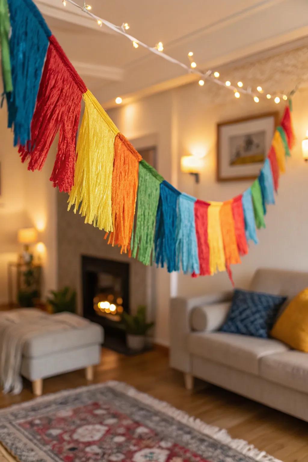 Introduce texture using a layered edged garland.