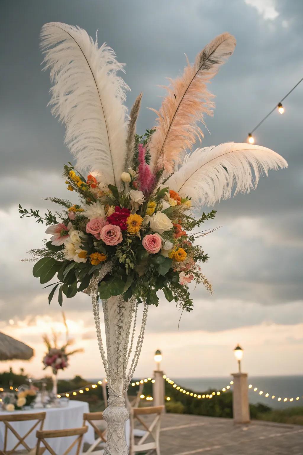 Plumes add whimsy and unique texture