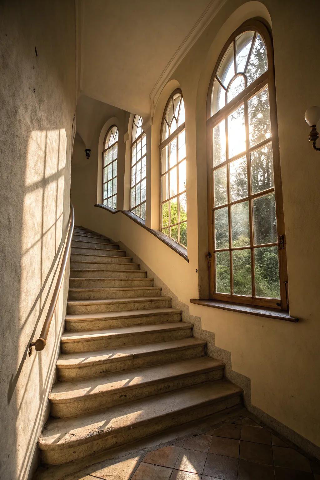 Daylight enhances the openness of stairwells.