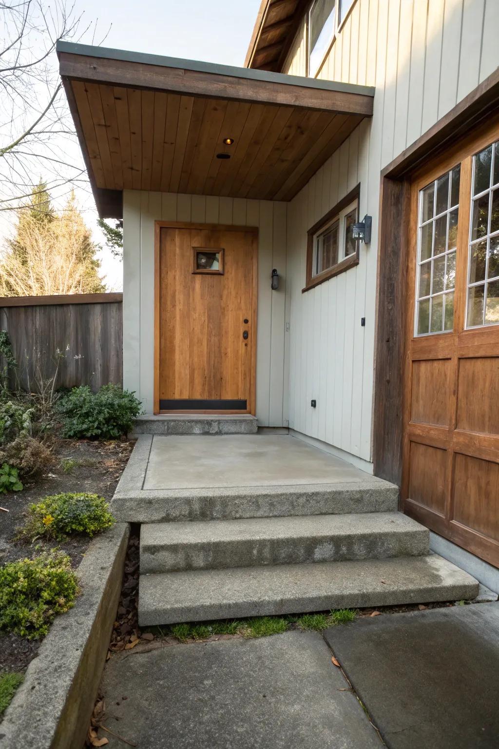 Transitional steps allow for smooth entry.